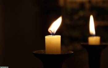 Свеча горела на столе, скачать обои 1920х1200, , свеча, подсвечник, огонь, пламя, отражение
