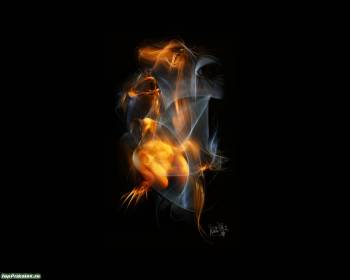Абстрактная композиция на рабочий стол - дым и огонь, , абстракция. дым, огонь