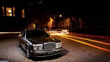 Роскошный черный Bentley в ночном городе, обои авто, , авто, ночь, город, дорога, Bentley, огни