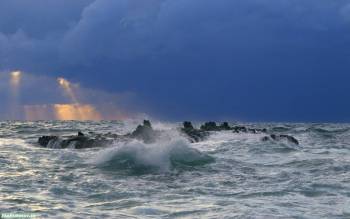 Шторм на море, красивые штормовые обои на рабочий стол, , шторм, волны, море, ветер, небо, тучи