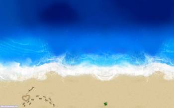 Вид сверху на песчаный пляж, скачать обои и картинки, , вид сверху, пляж, песок, следы, волны, океан
