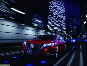 Suzuki Kizashi Concept: скачать обои с Suzuki, , Suzuki, концепт, город, скорость, дорога, мегаполис, ночь