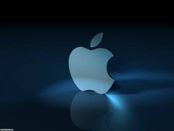Скачать 3D обои - логотип Apple, , Apple, 3D, отражение, логотип