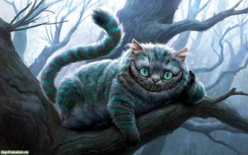 Скачать обои - Чеширский кот, обои Алиса в стране чудес, , Чеширский кот, дерево, мультфильм, Алиса в стране чудес