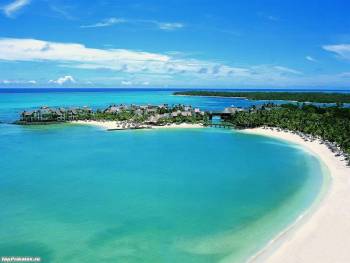 Отдыхайте на острове Маврикий, скачать обои 1280х960, , остров, Маврикий, тропики, океан, пляж, горизонт, небо, лазурь, облака, залив