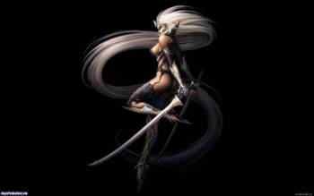 Длинноволосая девушка-воин с мечом, скачать фэнтези обои, , фэнтези, меч, воин, волосы, блондинка