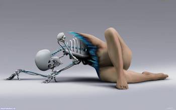 Скачать 3D обои - скелет девушки, , 3D, ножки, девушка, скелет