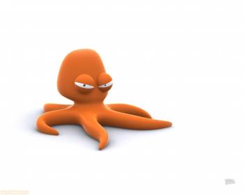 3D обои скачать - мультипликационный осьминог, , осьминог, оранжевый, 3D