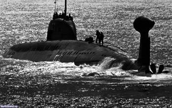 Подводная лодка, скачать фотообои 1440х900, , подводная лодка, море, черно-белый