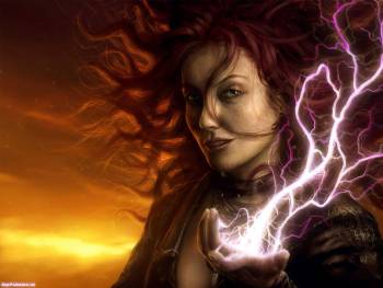 Наэлектризованная девушка, обои фэнтези 1600х1200, , молния, волшебство, волшебница, девушка, фэнтези