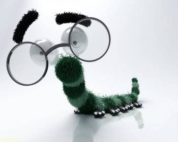 Гусеница в очках, обои 3D, , юмор, гусеница, насекомое, очки, удивление, 3D
