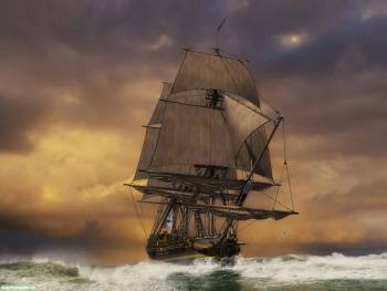 Парусник в шторм, обои с парусниками и кораблями, , корабль, шторм, небо, тучи, парусник, волны, океан, море
