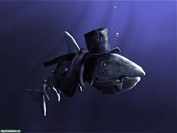 Подводная одиссея, глубоководная рыба. Обои 1280х960, , курительная трубка, рыба, шляпа, под водой