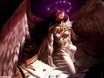 Девушка с крыльями, фэнтези обои 1400х1050, , девушка, ангел, крылья, фэнтези, нимб