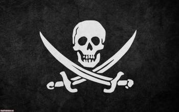 Обои с черепом и костями, пиратский флаг. Обои 1920х1200, , пираты, флаг, череп, черно-белый