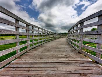 Деревянный мост, HDR фото 1600х1200, , HDR, фото, мост, небо, облака