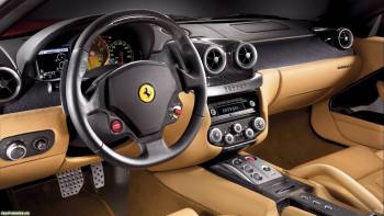Кожанный салон Ferrari, обои Ferrari, , Ferrari, авто, руль, салон