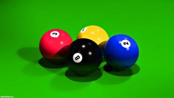 Бильярдные шары на зеленом фоне, обои 3D, , 3D, шар, зеленый, цифры, бильярд