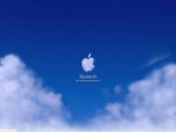 Синие обои Apple Macintosh 1600х1200 на рабочий стол, , Apple, небо, облака, надпись, Macintosh, Mac
