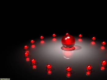 Красные стеклянные шары - 3D композиция на рабочий стол, , шар, стекло, отражение, 3D, круг