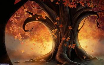 Сказочное дерево - обои на рабочий стол, , дерево, сказка, листья, осень