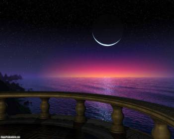 Южная ночь - рисованные балконы, , ночь, юг, море, месяц