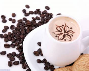 Кофе латте с рисунком - обои с кофе, , кофе, зерна, латте