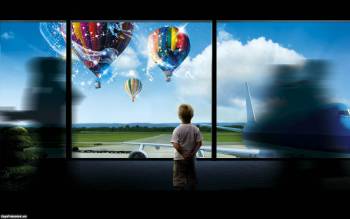 Красивые обои премиум класса - воздушные шары, , воздушный, шар, мальчик, время, детство