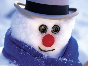 Очень милый снеговик - обои Новый год 2011, , снеговик, Новый год, 2011, шляпа, шарф, снег, зима