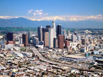 Обои Лос-Анджелес, штат Калифорния, США, , Лос-Анджелес, штат, Калифорния, США, город, мегаполис, здание, небоскреб, горы, Америка
