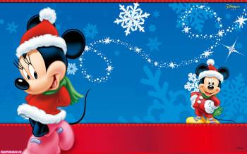 Новый год 2011 — новогодние обои 2011, , 2011, Новый год, Микки Маус, Минни Маус, снежинки, мышка, праздник
