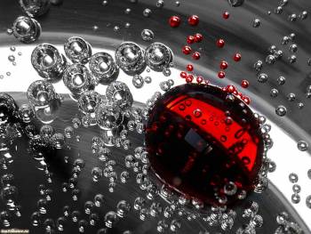 Красные и прозрачные пузырьки или капли, обои 1600х1200, , капли, пузыри, макро, фото
