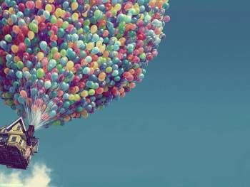 Up/Вверх — обои из мультфильма Up, , Up, Вверх, воздушные шары, дом, полет, небо, мультик