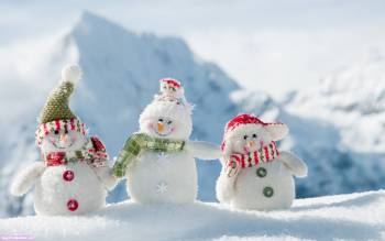 Три снеговика - новогодние обои, , снеговик, зима, снег, Новый год, 2011
