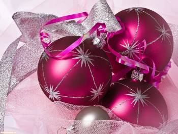 Новогодние обои - елочные украшения, шары, , шары, украшение, праздник, Новый год, розовый