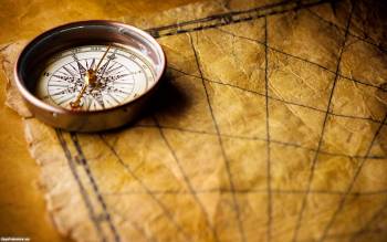 Обои – компас и старая карта, , карта, пергамент, компас, путешествия, макро, фото