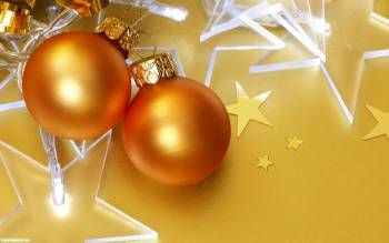 Новогодние обои – золотые шары, , шар, золотой, Новый год, украшения, звезда