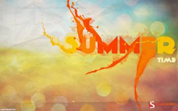 Летнее настроение и летние обои, , лето, надпись, жара, оранжевый, всплеск, краска, надпись, текст