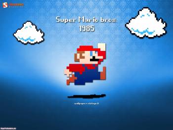 Супер Марио обои: большие качественные обои Супер Марио, , Супер Марио, пиксель, облака, бег, игра, 1985, надпись, Денди