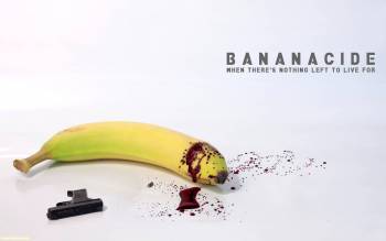 Самоубийство банана: когда в жизни ничего больше не осталось, , надпись, смысл, банан, крови, пистолет, самоубийство, смерть, брызги