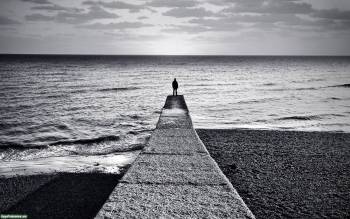 Одиночество - обои настроения, , одиночество, море, мост