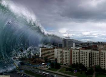 Премиум-обои: потоп в городе, , цунами, потоп, город, волна, катастрофа