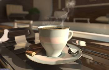 Скачать обои – горячая чашка кофе, , кофе, пар, 3D, чашка