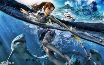 Tomb Raider - игровые обои на рабочий стол, , игры, море, акулы