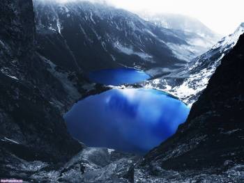 Голубое горное озеро - обои с шикарными видами природы, , голубой, озеро, горы, круг