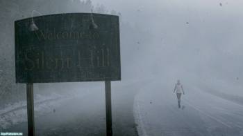 Welcome to Silent Hill кадр из фильма ужасов, , Silent Hill, Сайлент Хилл 2, дорога, знак, туман, указатель, ужас, страх, кино, фильм, фильм ужасов
