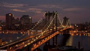 Мост через реку обои, , мост, река. ночь, город, вечер, переправа