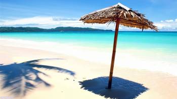 Зонтик для тени на пляже, обои 1920х1080, , зонтик, пляж, курорт, природа, жара, море, океан