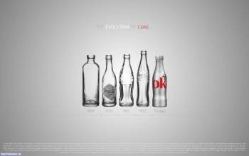 Эволюция Coca-Cola, широкоформатные обои, , Coca-Cola, эволюция, бутылки, серый