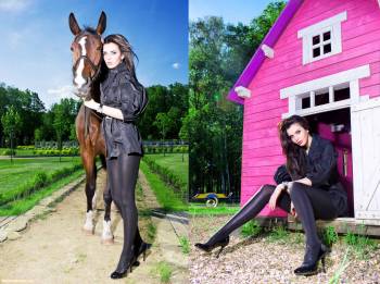 Девушка и конь, , девушка, конь, лошадь, конюшня, модель, фотомодель